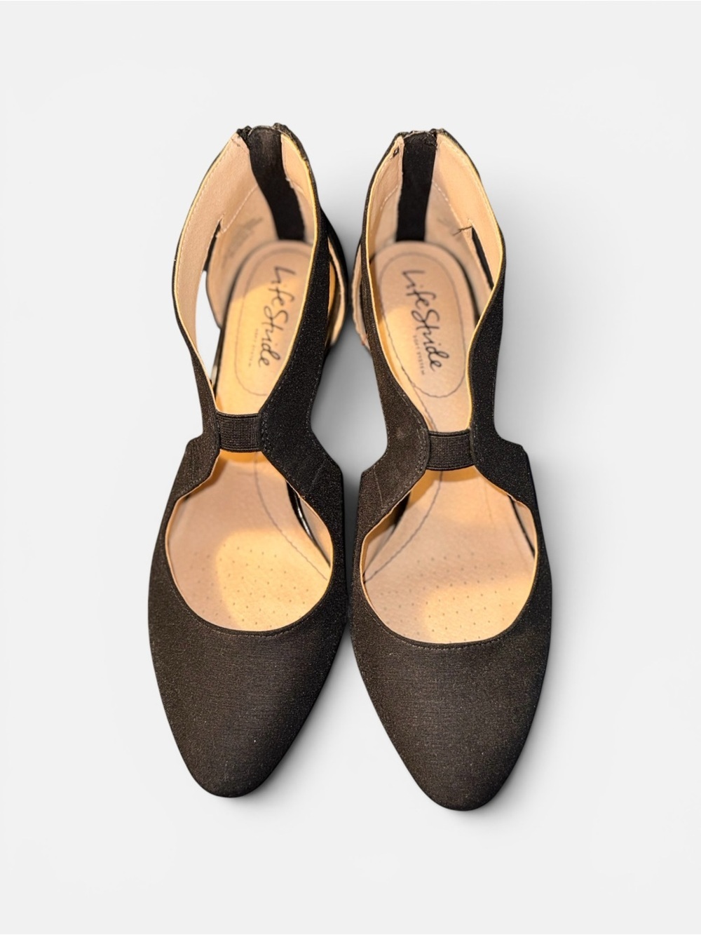 Life Stride Black Women's Cutout Kitten Heels Soft System Size 7.5 Wide